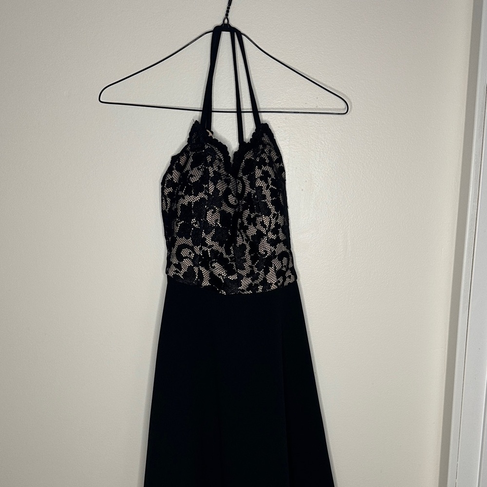 My Michelle Black and Cream Lace Backless Dress